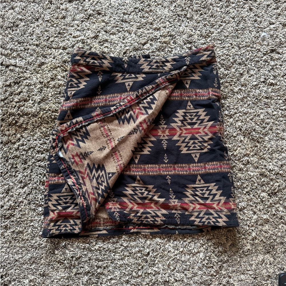 Aztec Patterned Black and Brown Skirt